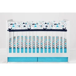 Bacati - Woodlands Forest Animals Aqua/Navy/Grey 10 Pc Crib Bedding Set With Long Rail Guard Cover -Children'S Home Furnishings Store GUEST c7208f92 9f44 4f9c 9c5e 83e0095f2782