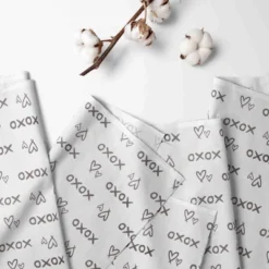 Bacati - Gray Kisses N Hugs Print 100 Percent Cotton Universal Baby US Standard Crib Or Toddler Bed Fitted Sheet