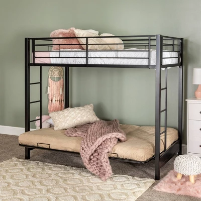 Twin Over Futon Analise Metal Bunk Bed Black - Saracina Home Twin Over Futon Analise Metal Bunk Bed Black - Saracina Home -Children'S Home Furnishings Store GUEST ce53ae88 2cfa 4b85 ac98 cdf52cde3596
