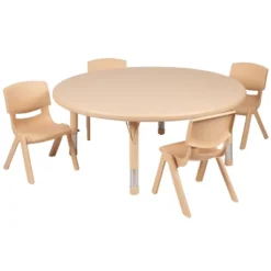 Flash Furniture 45" Round Plastic Height Adjustable Activity Table Set With 4 Chairs -Children'S Home Furnishings Store GUEST d0a6d3d3 33d4 4360 b534 cb4ab114f752