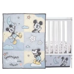 Lambs & Ivy Disney Baby Moonlight Mickey Mouse 3-Piece Nursery Crib Bedding Set