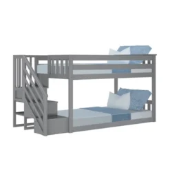 Max & Lily Twin Low Bunk Bed With Staircase -Children'S Home Furnishings Store GUEST e26374ab db3a 4c07 a81c 70f1649704ee