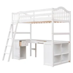 Twin Size Wooden Loft Bed With Drawers, Cabinet, Shelves And Desk-ModernLuxe -Children'S Home Furnishings Store GUEST e671a7f9 1d12 4868 9f67 76f674e7e9a0
