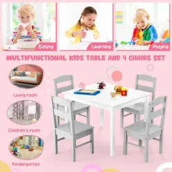 Costway Kids 5 Piece Table & Chair Set Wooden Children Activity Playroom Furniture Gift -Children'S Home Furnishings Store GUEST e69c37eb 6777 4ef9 83b7 e4d5ef4fce65
