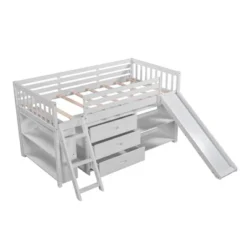 Low Twin Loft Bed With Bookcase, Separate Three Drawers, Pulling Ladder And Slide - ModernLuxe -Children'S Home Furnishings Store GUEST ea0a00a1 4d9a 4ec5 a6f6 e6cade0f0cc1