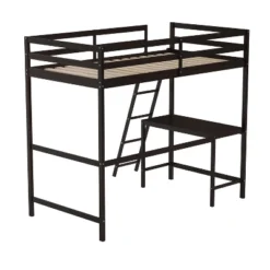 Emma And Oliver Twin Wood Loft Bed Frame With Protective Guardrails And Integrated Desk And Ladder For Use With Any 6-8" Thick Mattress -Children'S Home Furnishings Store GUEST eae645a1 e96e 49e9 aac6 cdd0e94d1447