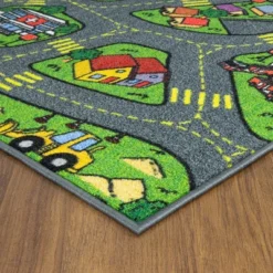 Jungtier Boy & Girl Kids Retro City Road Car Vehicle Traffic Educational Learning & Game Play Nursery Bedroom Classroom Rug Carpet, 2' 7" X 5' 0" -Children'S Home Furnishings Store GUEST ec1784a8 dcb8 48bc 8bcd f5b5362be7a4