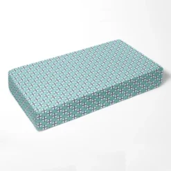 Bacati - Dot Cross Mint Navy 100 Percent Cotton Universal Baby US Standard Crib Or Toddler Bed Fitted Sheet