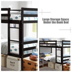 Costway Twin Over Twin Wood Bunk Beds Ladder Safety Rail EspressoWhite -Children'S Home Furnishings Store GUEST f5b24daa 7c96 4ec1 a91b 432495f60332